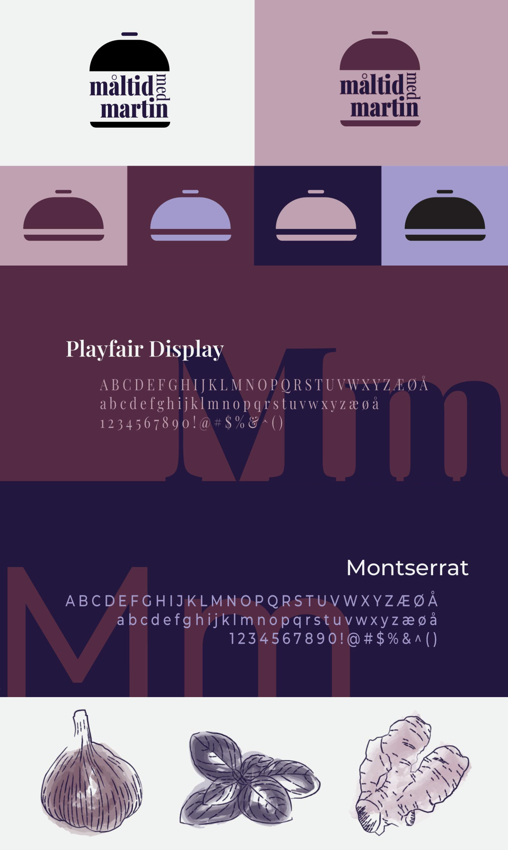 A grid of rectangles each showing the logo, colors, fonts, and design elements