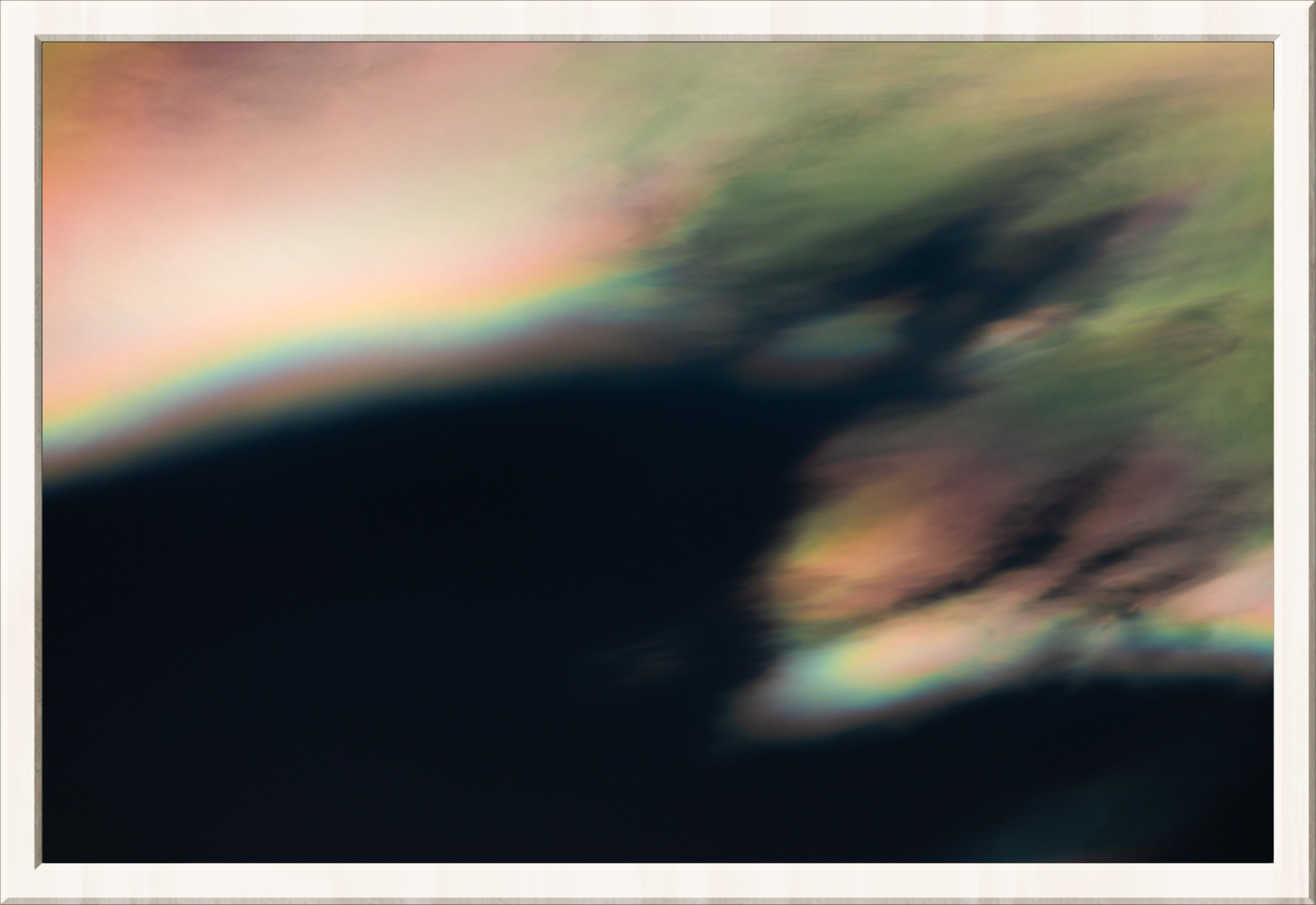 Silky diffused rainbow clouds, in a white frame